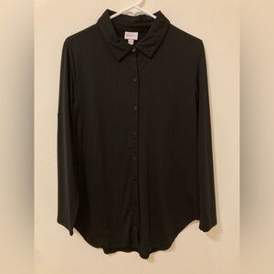 LuLaRoe Black Valentina Button-Down Shirt Size S